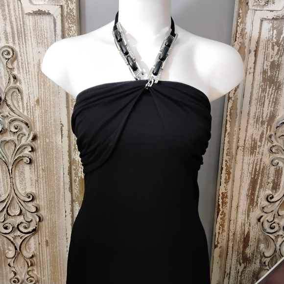 Vintage Love & Love Little Black Mini Dress with Jeweled Halter Small - Picture 6 of 10